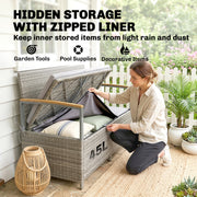 Garden Storage Bench with Hidden Compartment and Cushioned 2 Seater for Tidy Patios Light Grey Outsunny
