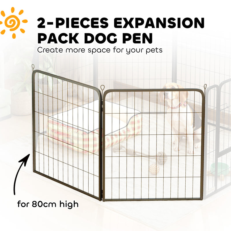 2 Piece Dog Pen Expansion Pack with 3 Connecting Stakes for 80cm High Pet Playpen by PawHut