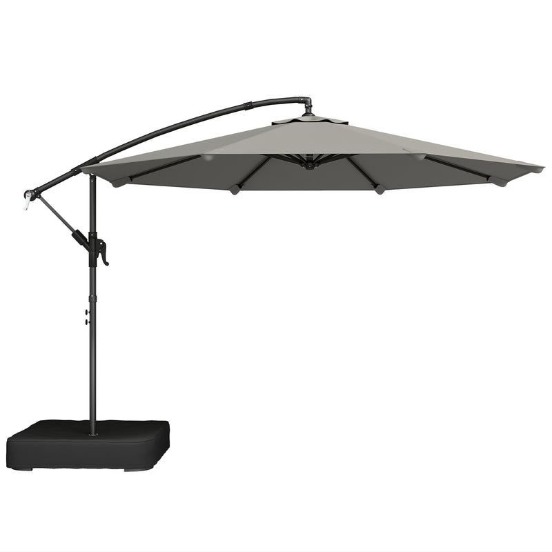3m Cantilever Garden Umbrella with Weighted Base 360 Degree Rotation for Flexible Patio Shade, Grey
