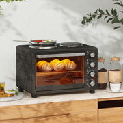 Black 28L Mini Oven with Hot Plates Grill Bake Roast Boil 2600W by HOMCOM