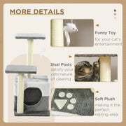 Multi Level Cat Tree with Sisal Scratching Posts Perches and Toy Mouse for Indoor Fun Grey