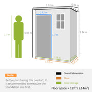 Dimension diagram of the 5x3ft shed showing a 151 x 92 cm footprint and 193 cm front height