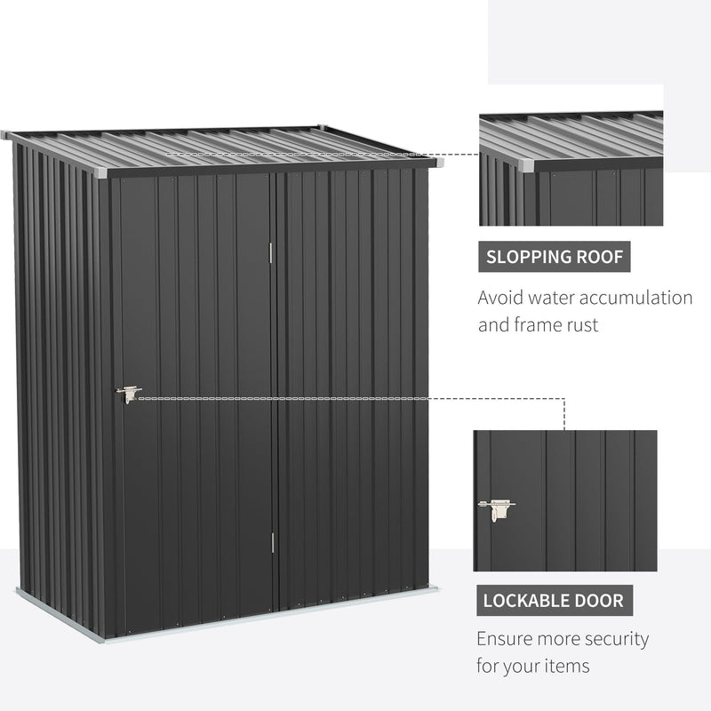 Feature panel showing the sloping roof that avoids water pooling and the lockable door latch close-up