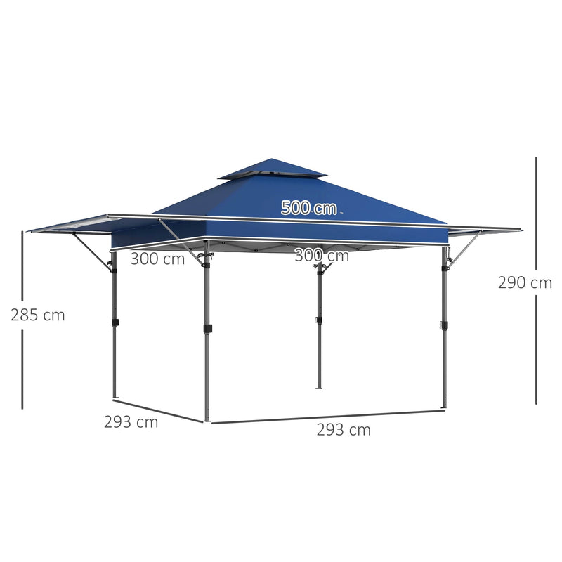 5x3m Pop Up Gazebo With Side Awnings, Double Roof, Leg Weights
