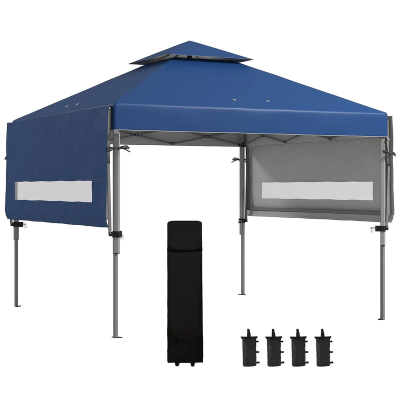5x3m Pop Up Gazebo With Side Awnings, Double Roof, Leg Weights
