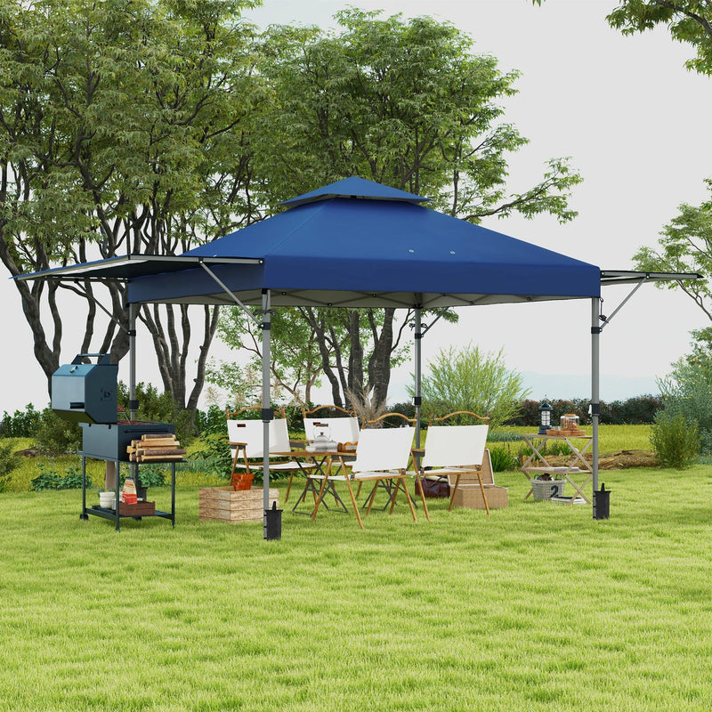 5x3m Pop Up Gazebo With Side Awnings, Double Roof, Leg Weights