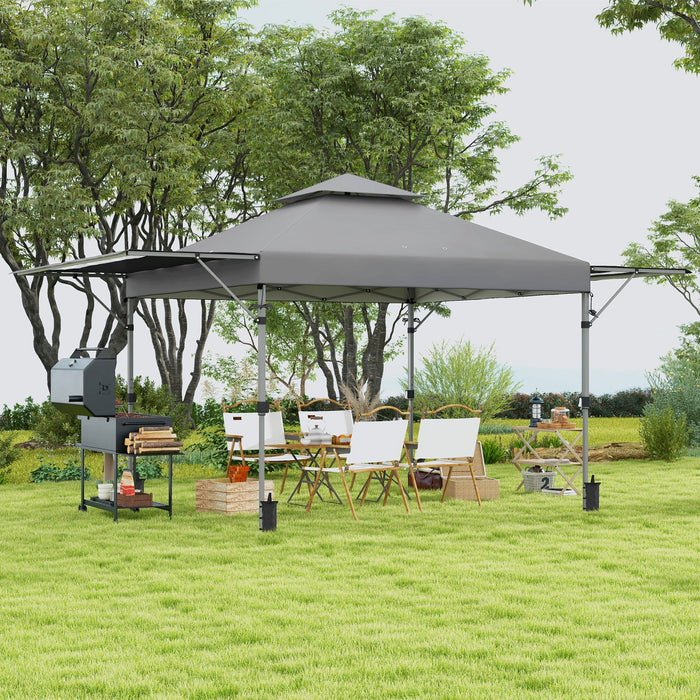 5x3m Pop Up Gazebo With Side Awnings, Double Roof, Leg Weights