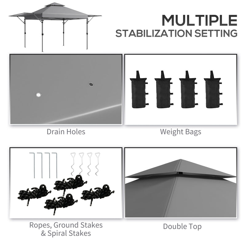 5x3m Pop Up Gazebo With Side Awnings, Double Roof, Leg Weights