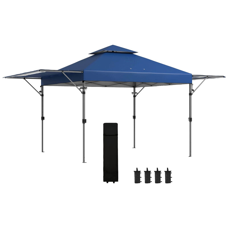 5x3m Pop Up Gazebo With Side Awnings, Double Roof, Leg Weights