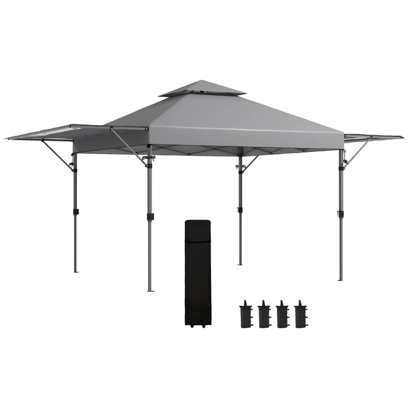 5x3m Pop Up Gazebo With Side Awnings, Double Roof, Leg Weights