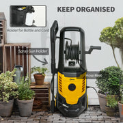 Pressure Washer for Patios Cars and Garden Furniture with Adjustable Nozzle Yellow Black AOSOM