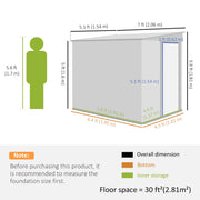 Dimension diagram for the 5x7ft dark grey shed: 154cm wide at the door end, 206.5cm deep, 160 to 181cm high, 62cm door