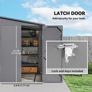 Latch door panel showing the open 113 cm double doorway with a padlock and keys included