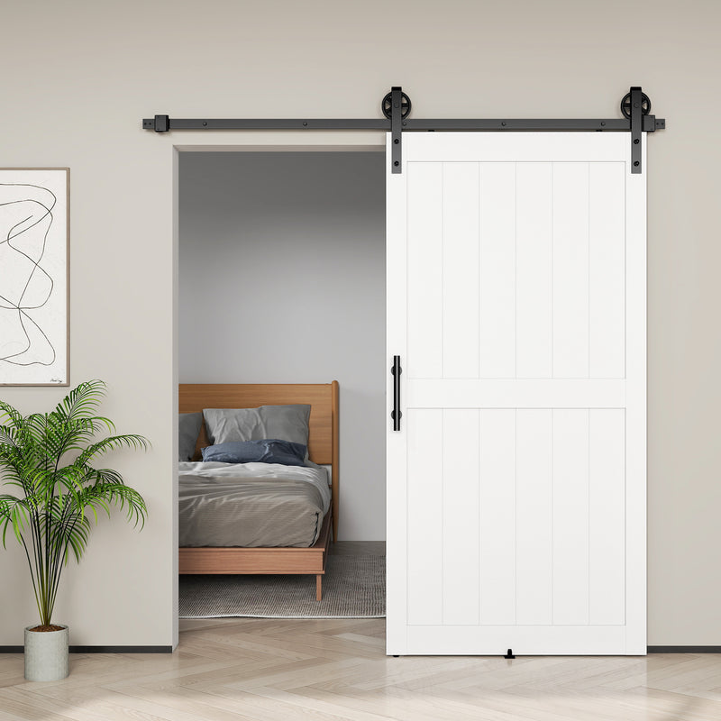 Sliding Barn Door Kit for Quiet Space Saving Room Separation White