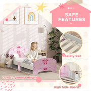 Pink Ballet Theme Toddler Bed Frame with Safety Rails for Ages 3-6 by AIYAPLAY