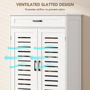 White Shoe Storage Cabinet For Hallway with Louvered Doors Adjustable Shelves and Drawer 78x37x115cm Homcom