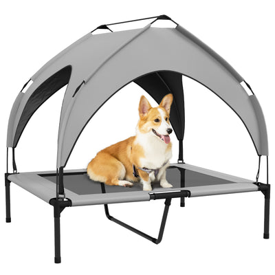 Cooling Raised Pet Bed with Breathable Mesh Ideal for Large Dogs Light Grey