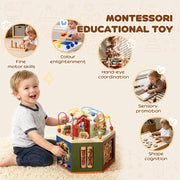 8 in 1 Wooden Activity Cube with Bead Maze and Shape Sorter for Toddlers 18 Months+ Natural AOSOM