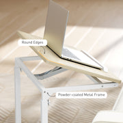 Height Adjustable C Shaped Overbed Table With Tilting Top For Sofa Or Bedroom Use