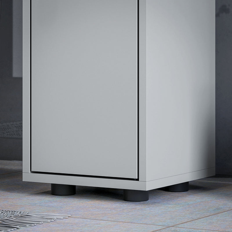 Tall Slim Bathroom Storage Cabinet with Shelves Drawer and Cupboards Space Saving, Grey