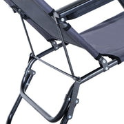 Grey 2 Seater Folding Sun Lounger Set With Reclining Backrest For Garden Relaxation