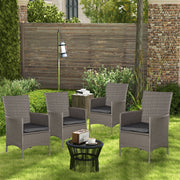 Grey Rattan Garden Armchairs Set of 4 With Cushions Ideal for Outdoor Relaxing