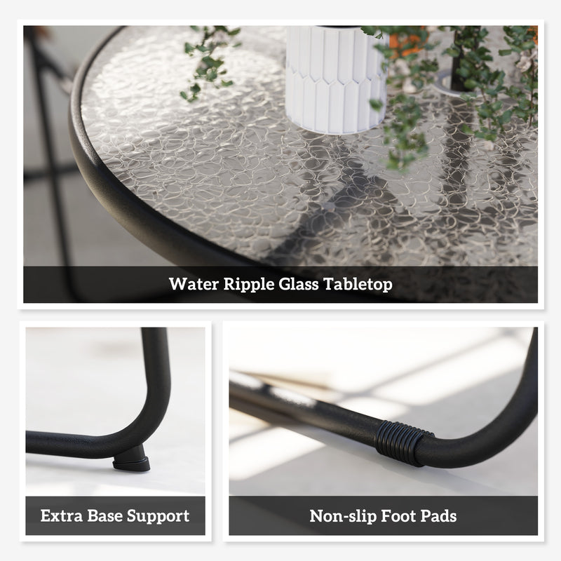 4 Seater Garden Dining Set With Folding Chairs and Parasol Cream White by Outsunny