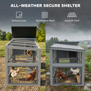 Chicken Coop for 3 to 4 Hens with Easy Clean Tray and Secure Outdoor Run Grey AOSOM