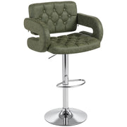 Height Adjustable Swivel Bar Stool with Backrest and Armrests for Home Kitchen Green
