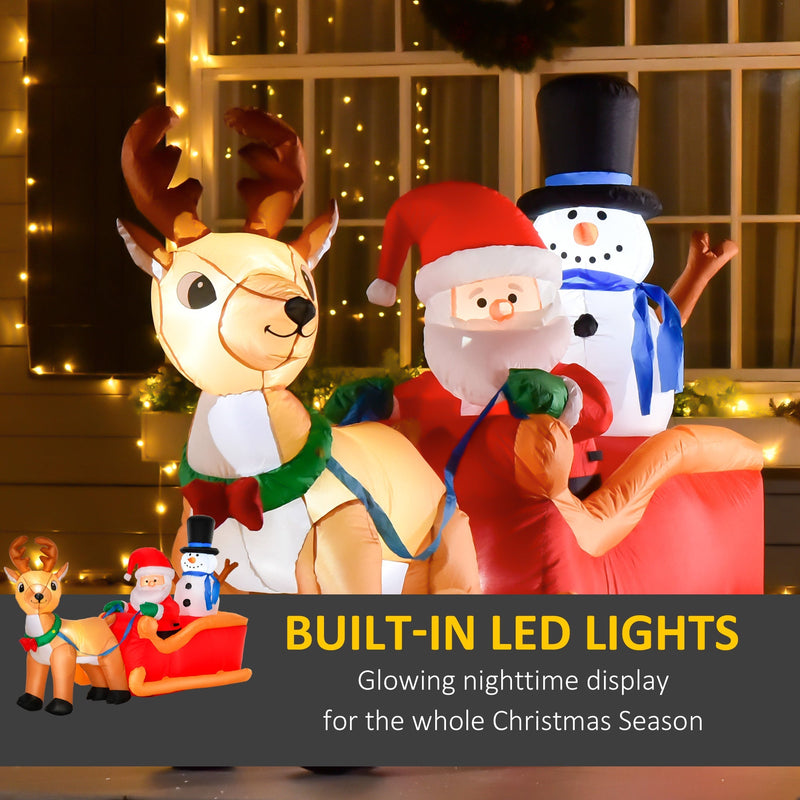 Close-up of the lit reindeer and Santa with a Built-in LED Lights callout