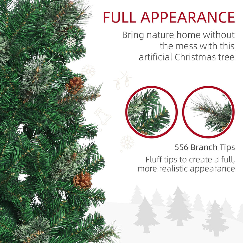 Close-up of two branch tip styles and pine cones, with 556 branch tips noted