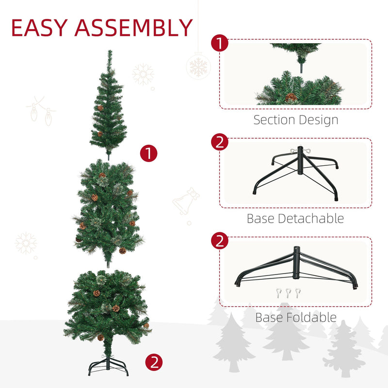 Tree sections with detachable and foldable base options, easy assembly diagram