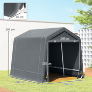 Dimensions diagram of the dark grey shed showing 200 cm width, 240 cm depth and 202 cm height