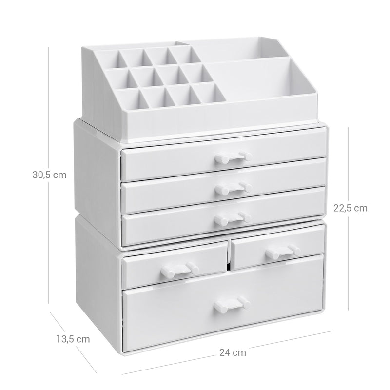 Clear Acrylic Makeup Organiser with 6 Drawers for Cosmetics and Jewellery Storage by Songmics
