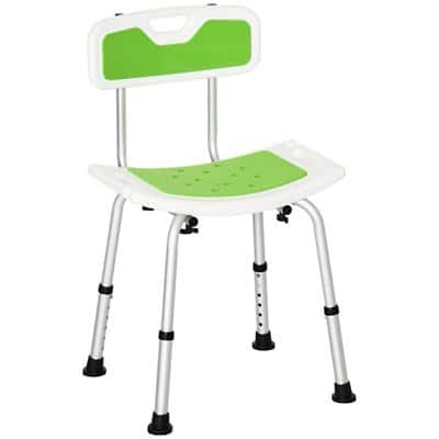 6-Level Adjustable Shower Stool with Backrest - Green