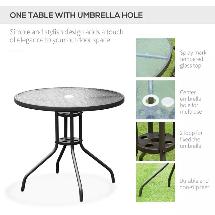 4 Seater Garden Dining Set With Parasol, Black