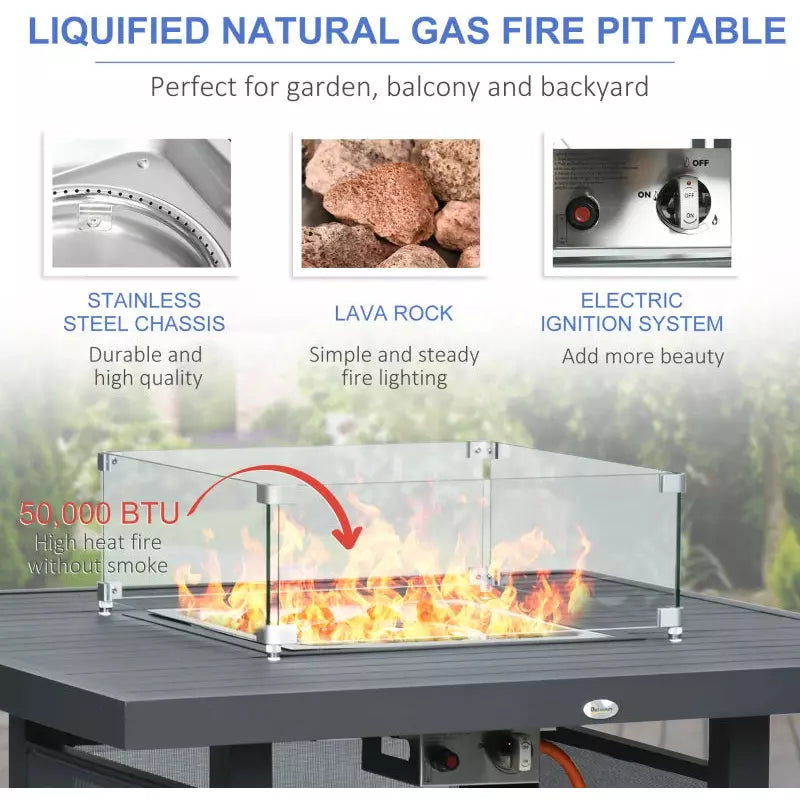 Garden Furniture With Fire Pit Table, 7 Seater Corner Sofa