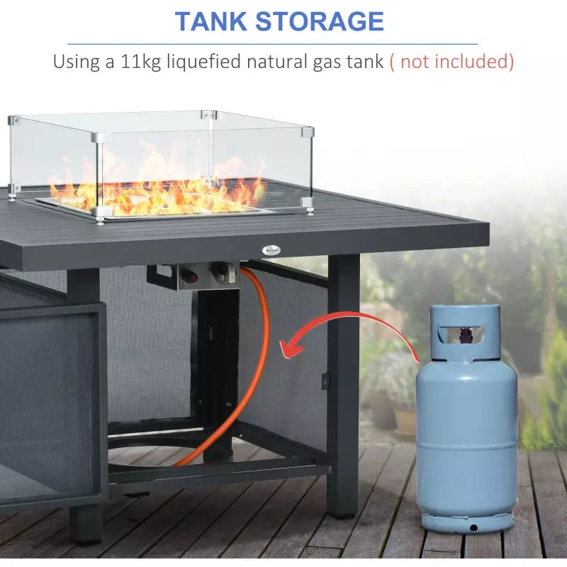 Garden Furniture With Fire Pit Table, 7 Seater Corner Sofa