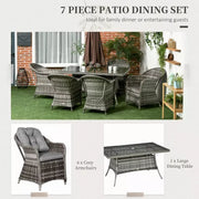 6 Seater Rattan Garden Dining Set - Grey Outsunny