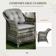 6 Seater Rattan Garden Dining Set - Grey Outsunny
