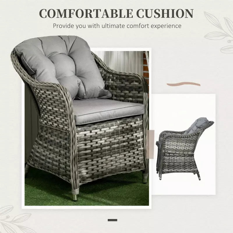 6 Seater Rattan Garden Dining Set - Grey Outsunny
