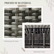 6 Seater Rattan Garden Dining Set - Grey Outsunny
