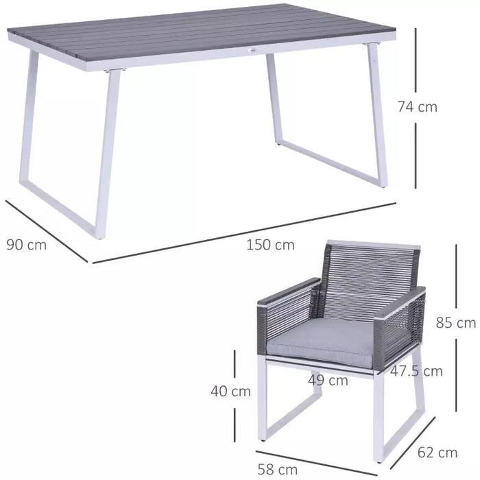 6 Seater Rattan Dining Set with Rectangle Table