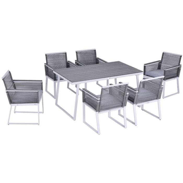 6 Seater Rattan Dining Set with Rectangle Table