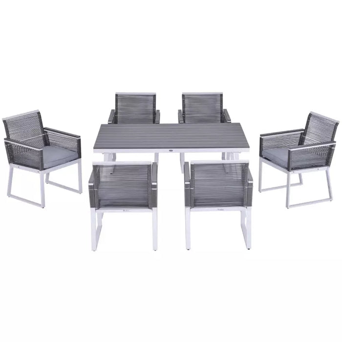 6 Seater Rattan Dining Set with Rectangle Table