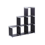 Black 6-cube DIY storage shelf in a step design
