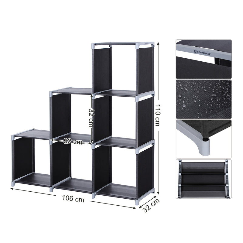Storage shelf assembled in a home setting
