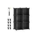 6-cube ink black storage organiser with rubber mallet and connectors, studio shot