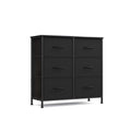 Ink black 6-drawer fabric chest of drawers