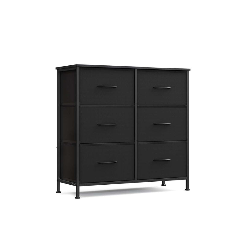 Ink black 6-drawer fabric chest of drawers